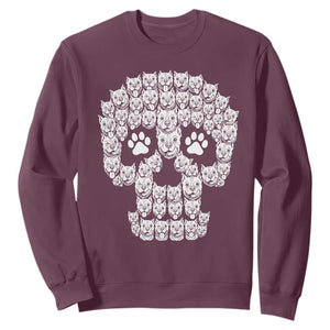 Funny Pitbull Skull Halloween Sweatshirt Bully Dog Lover Spooky Gift