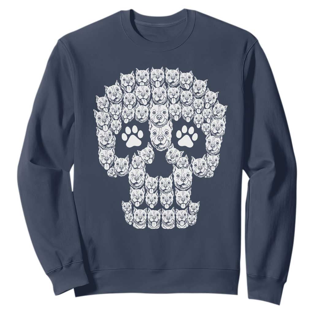 Funny Pitbull Skull Halloween Sweatshirt Bully Dog Lover Spooky Gift