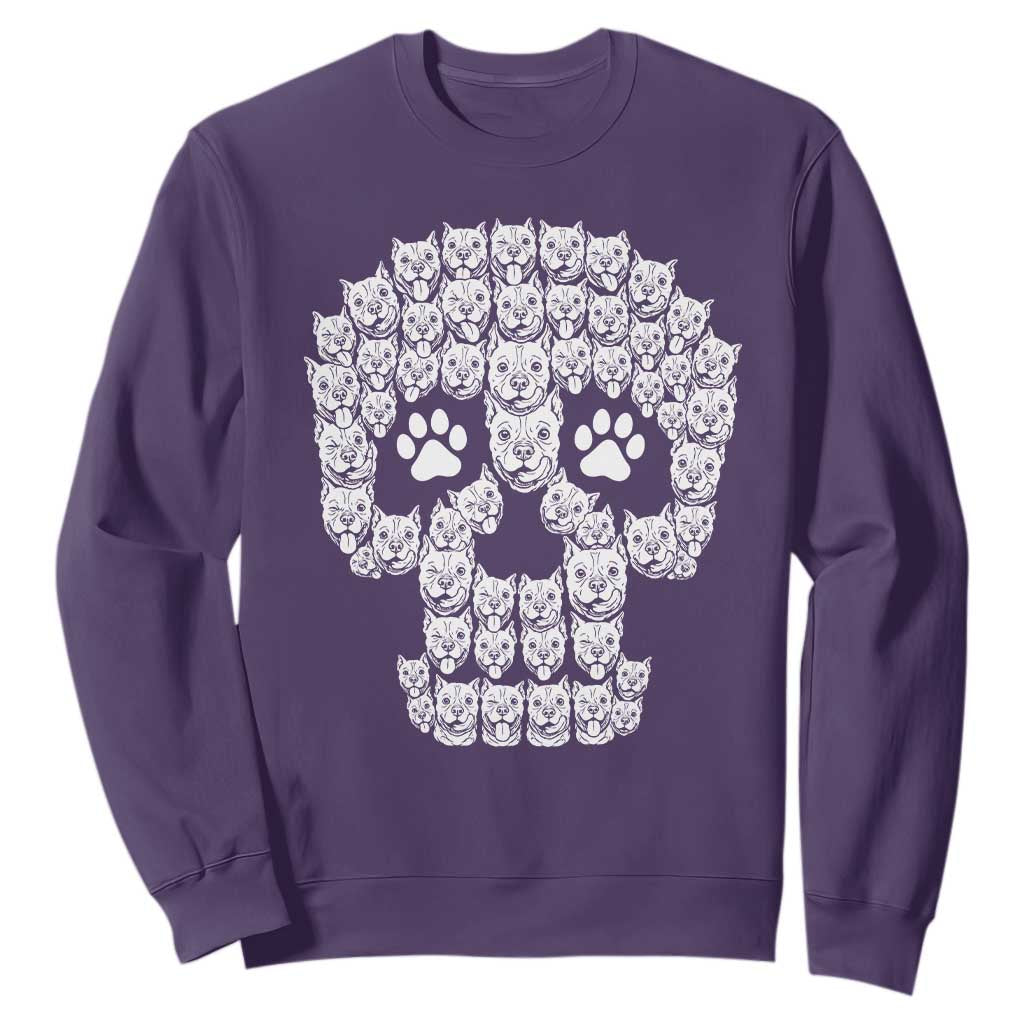 Funny Pitbull Skull Halloween Sweatshirt Bully Dog Lover Spooky Gift
