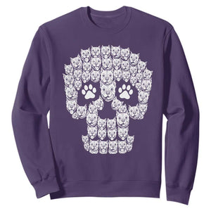 Funny Pitbull Skull Halloween Sweatshirt Bully Dog Lover Spooky Gift