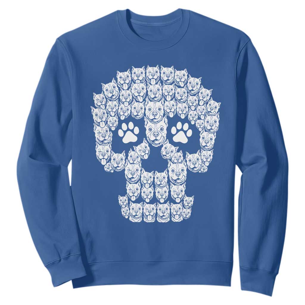 Funny Pitbull Skull Halloween Sweatshirt Bully Dog Lover Spooky Gift
