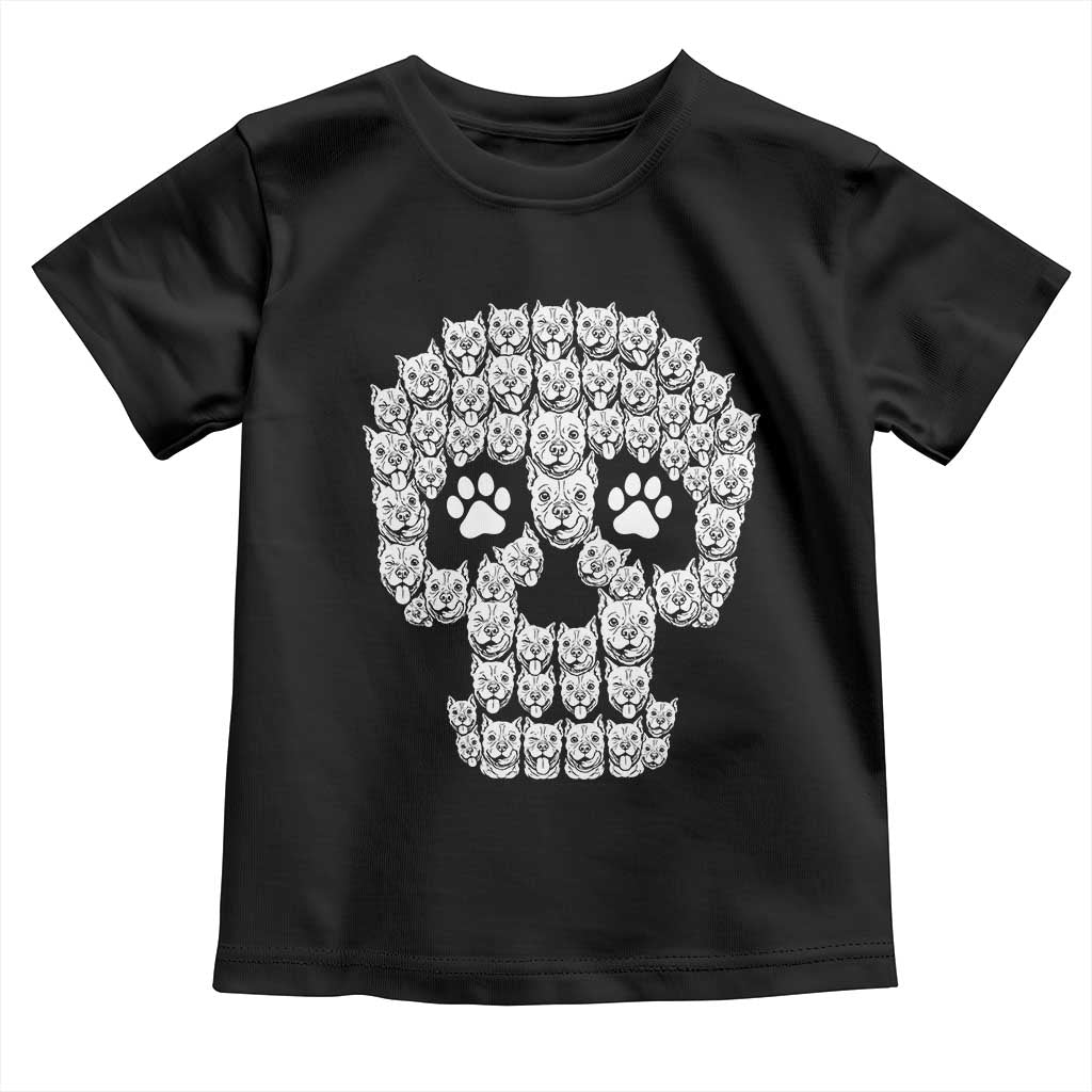 Funny Pitbull Skull Halloween Toddler T Shirt Bully Dog Lover Spooky Gift