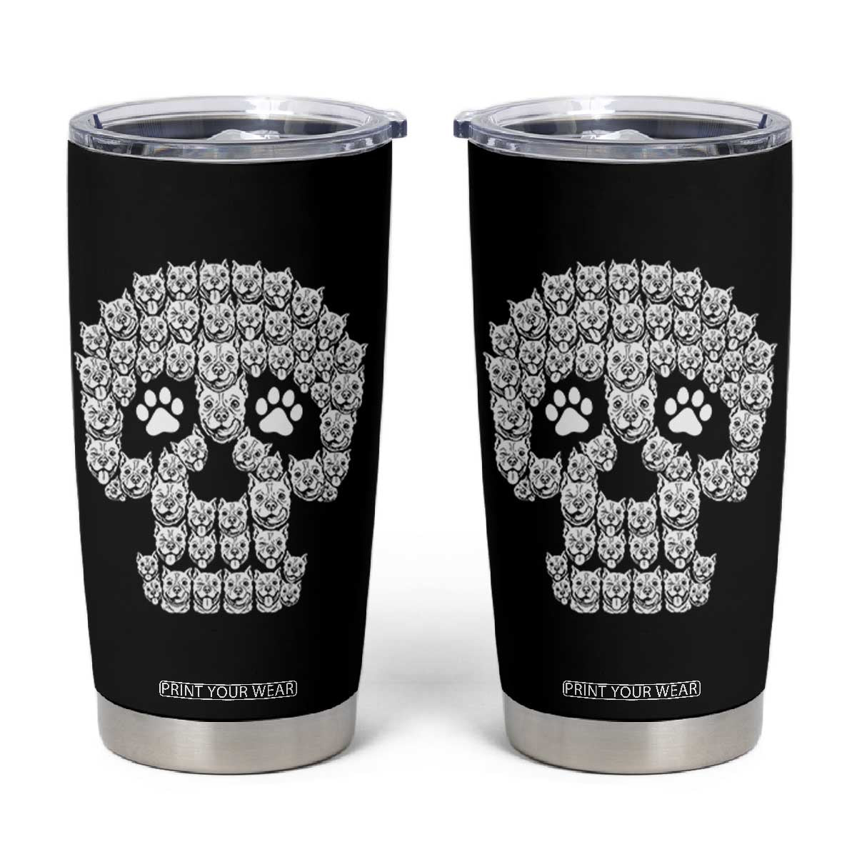 Funny Pitbull Skull Halloween Tumbler Cup Bully Dog Lover Spooky Gift