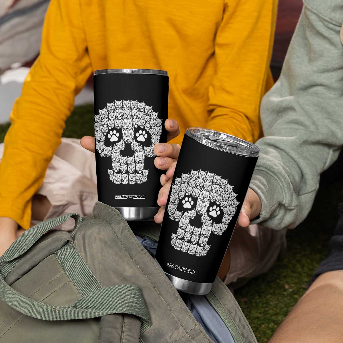 Funny Pitbull Skull Halloween Tumbler Cup Bully Dog Lover Spooky Gift