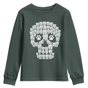 Funny Pitbull Skull Halloween Youth Sweatshirt Bully Dog Lover Spooky Gift