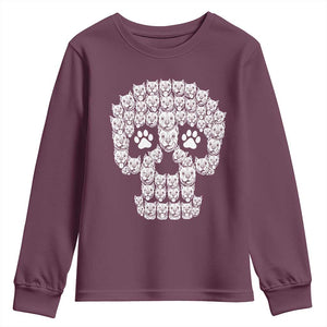 Funny Pitbull Skull Halloween Youth Sweatshirt Bully Dog Lover Spooky Gift