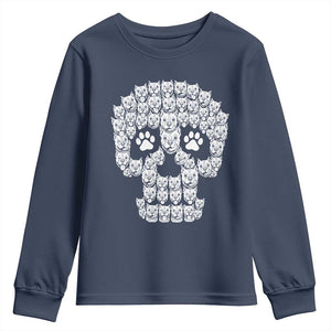 Funny Pitbull Skull Halloween Youth Sweatshirt Bully Dog Lover Spooky Gift