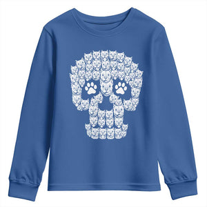 Funny Pitbull Skull Halloween Youth Sweatshirt Bully Dog Lover Spooky Gift