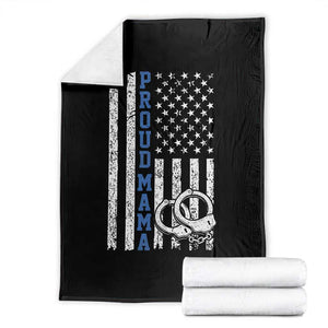 Proud Police Mom Throw Blanket Patriotic Flag Handcuffs Law Enforcement Gift
