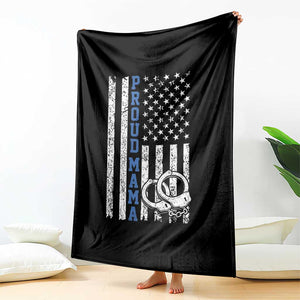 Proud Police Mom Throw Blanket Patriotic Flag Handcuffs Law Enforcement Gift