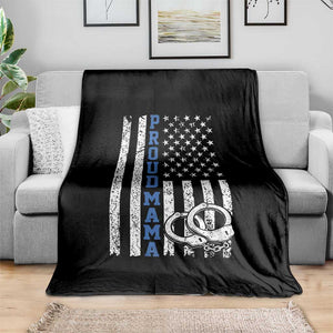 Proud Police Mom Throw Blanket Patriotic Flag Handcuffs Law Enforcement Gift