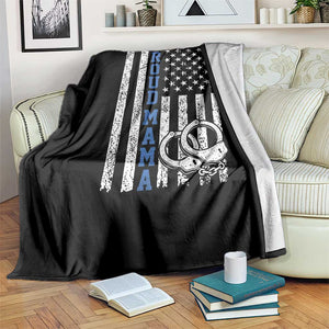 Proud Police Mom Throw Blanket Patriotic Flag Handcuffs Law Enforcement Gift