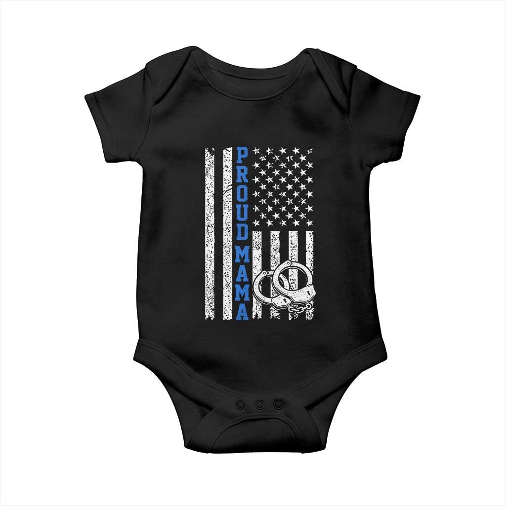 Proud Police Mom Baby Onesie Patriotic Flag Handcuffs Law Enforcement Gift