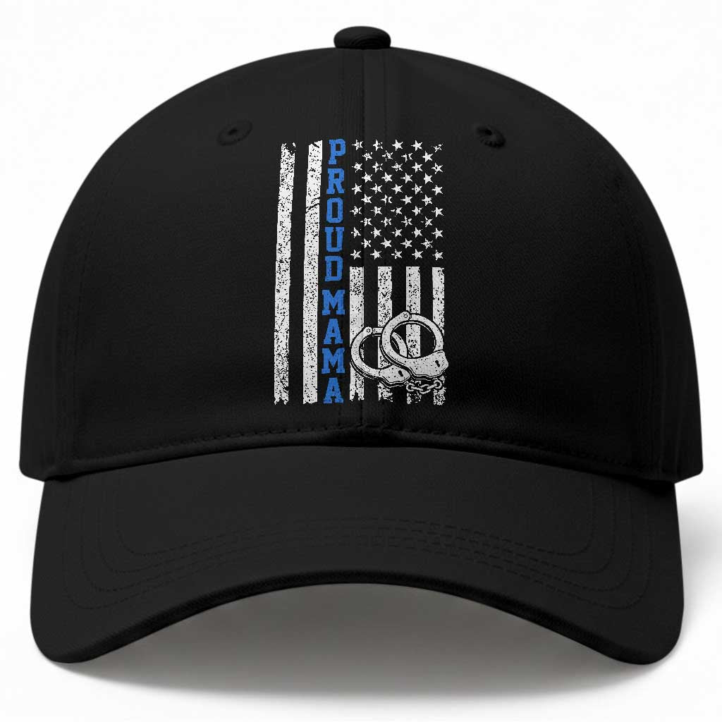 Proud Police Mom Baseball Cap Patriotic Flag Handcuffs Law Enforcement Gift