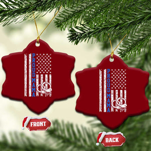 Proud Police Mom Ceramic Ornament Patriotic Flag Handcuffs Law Enforcement Gift