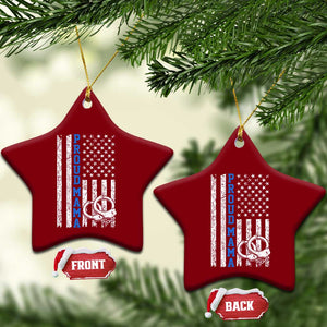 Proud Police Mom Ceramic Ornament Patriotic Flag Handcuffs Law Enforcement Gift