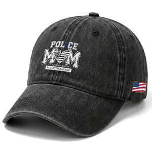 Police Mom Like A Normal Mom But With Backup Washed Cotton Baseball Cap Law Enforcement Mother Gift