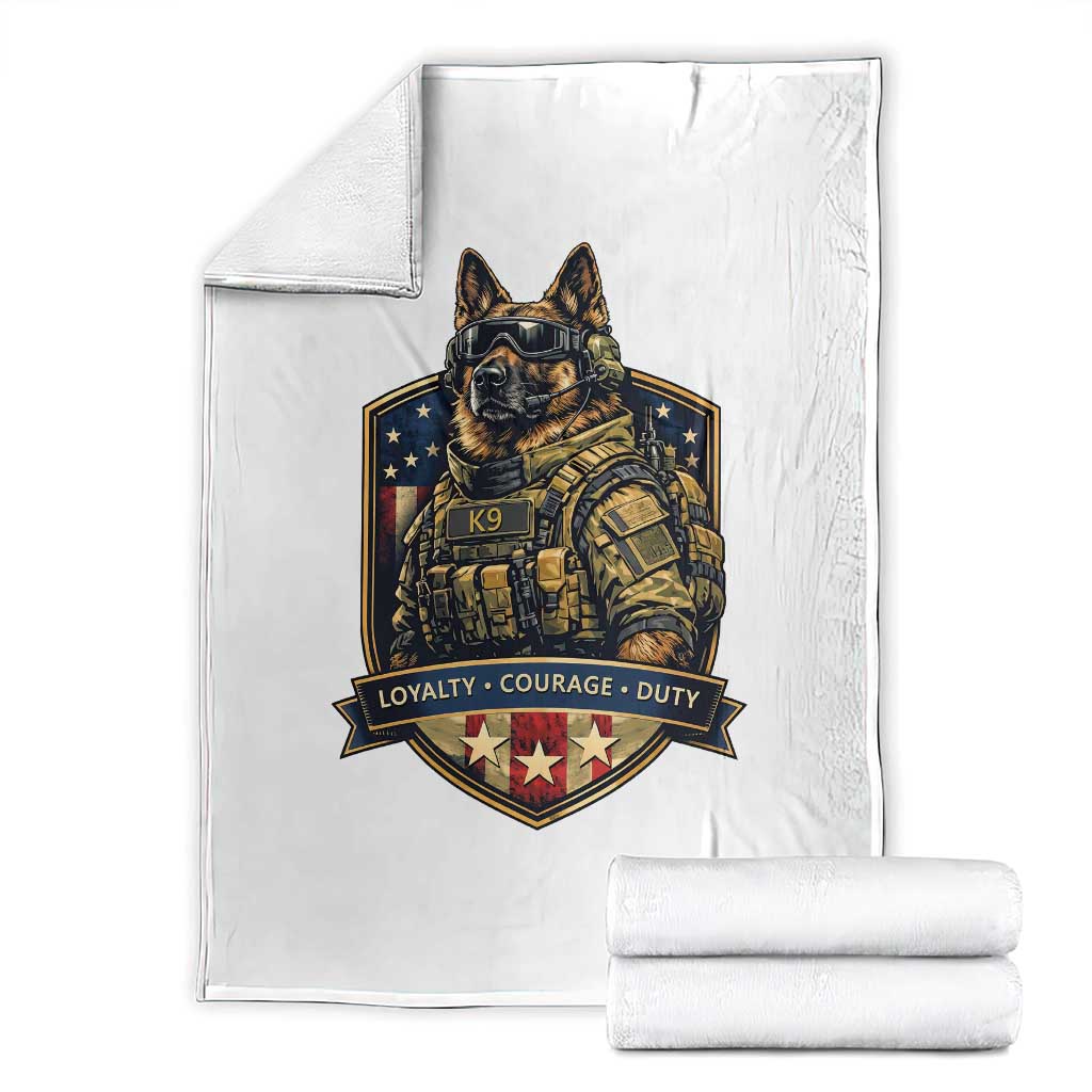 Tactical K9 German Shepherd Dog Throw Blanket Loyalty Courage Duty Patriotic Flag Gift