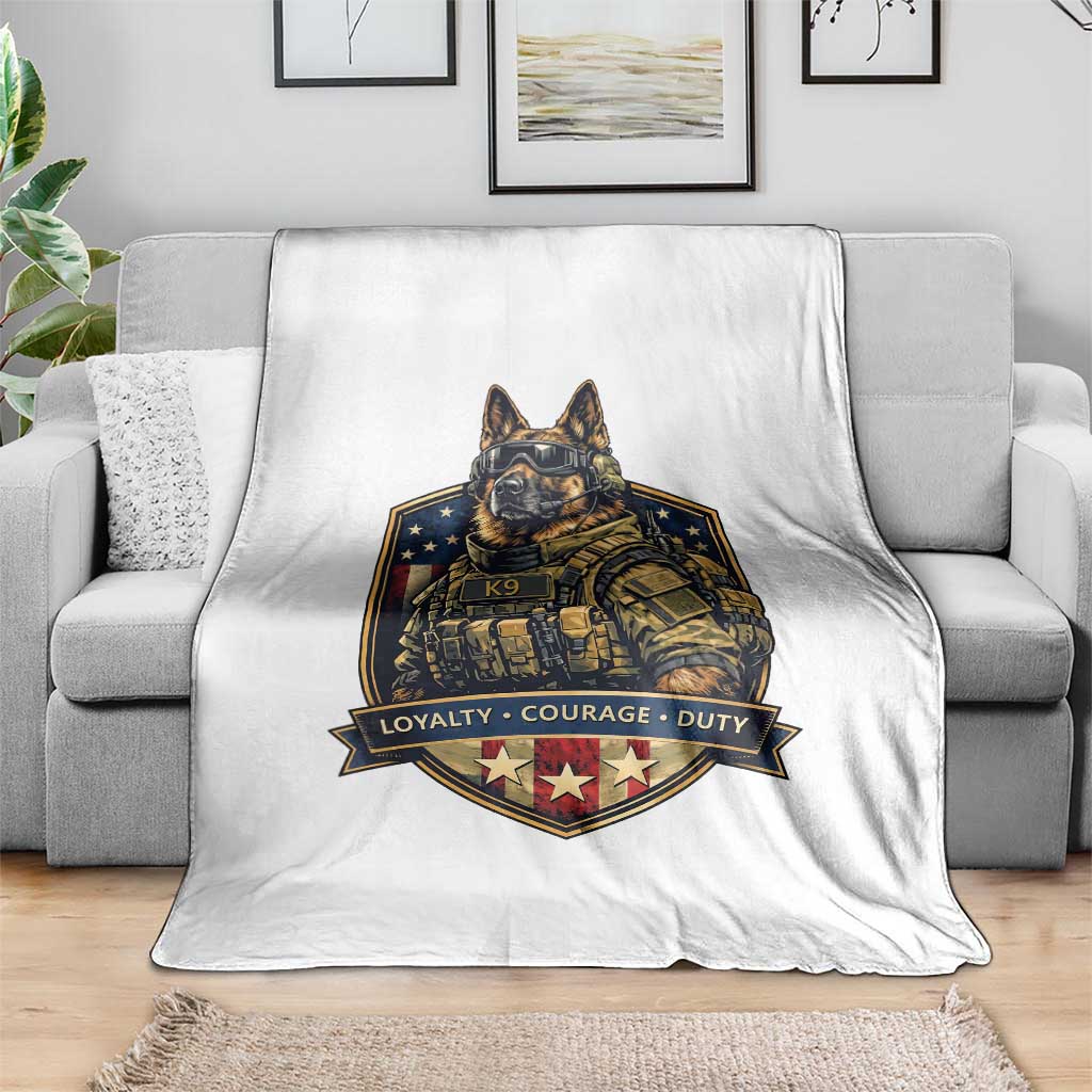 Tactical K9 German Shepherd Dog Throw Blanket Loyalty Courage Duty Patriotic Flag Gift