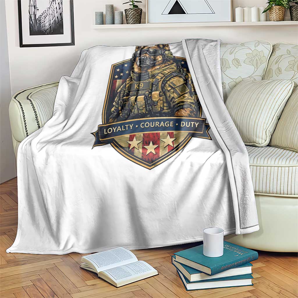 Tactical K9 German Shepherd Dog Throw Blanket Loyalty Courage Duty Patriotic Flag Gift
