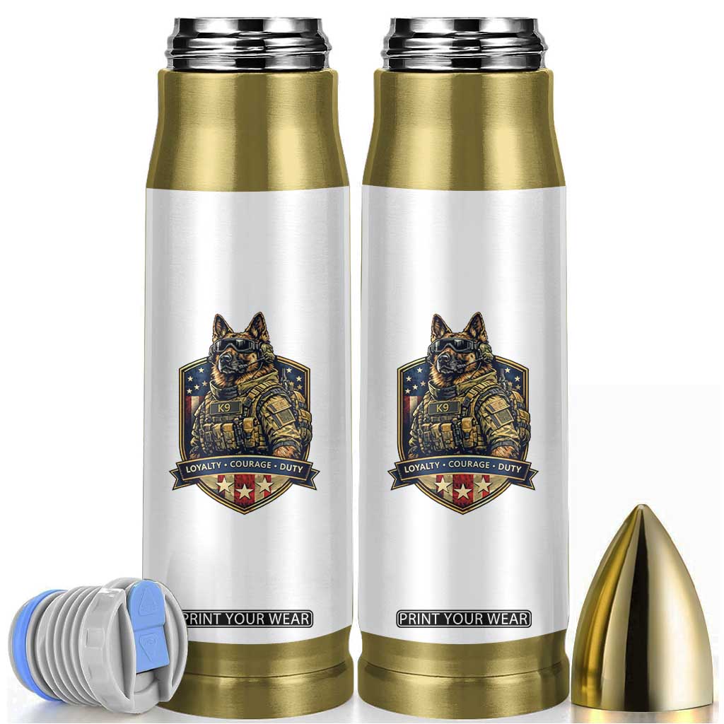 Tactical K9 German Shepherd Dog Bullet Tumbler Loyalty Courage Duty Patriotic Flag Gift