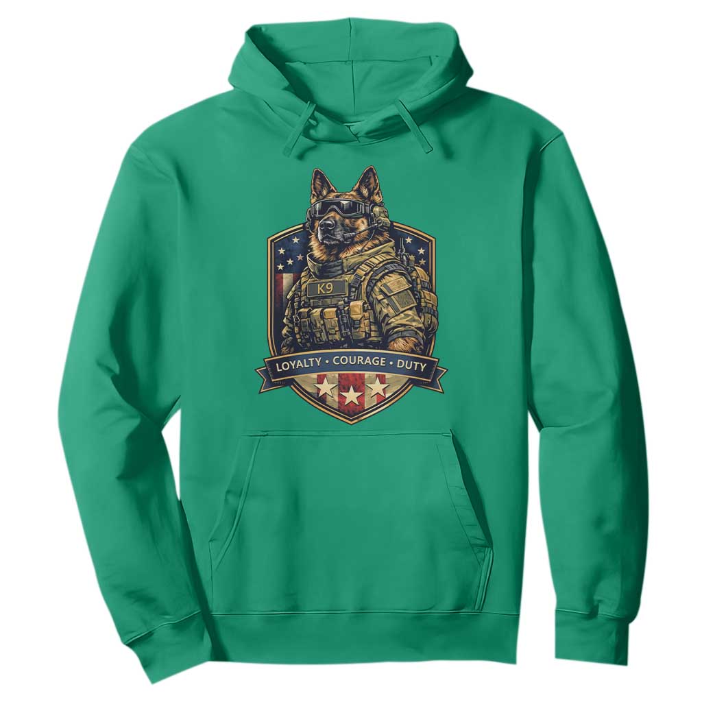 Tactical K9 German Shepherd Dog Hoodie Loyalty Courage Duty Patriotic Flag Gift