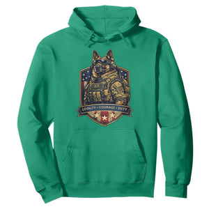 Tactical K9 German Shepherd Dog Hoodie Loyalty Courage Duty Patriotic Flag Gift