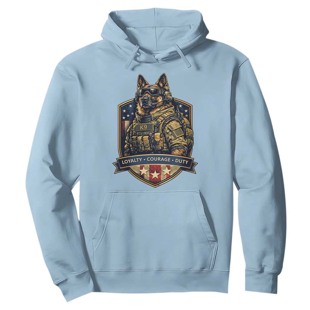 Tactical K9 German Shepherd Dog Hoodie Loyalty Courage Duty Patriotic Flag Gift