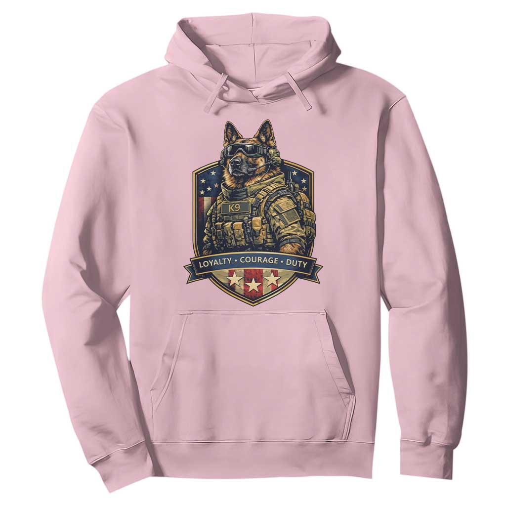 Tactical K9 German Shepherd Dog Hoodie Loyalty Courage Duty Patriotic Flag Gift