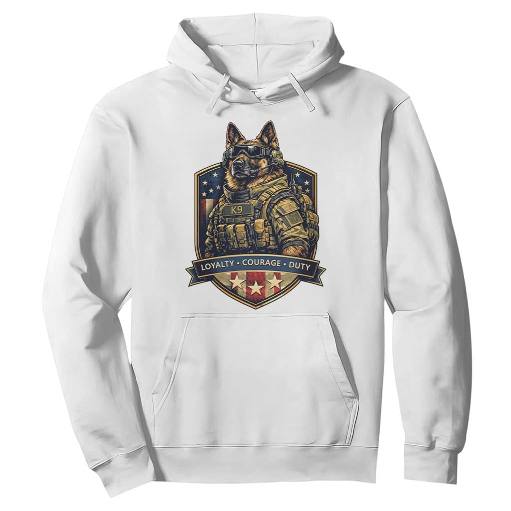 Tactical K9 German Shepherd Dog Hoodie Loyalty Courage Duty Patriotic Flag Gift