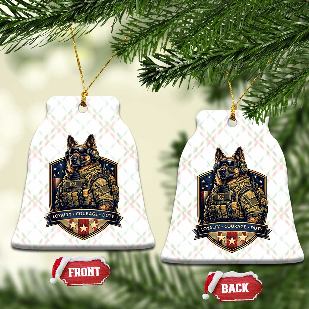 Tactical K9 German Shepherd Dog Ceramic Ornament Loyalty Courage Duty Patriotic Flag Gift