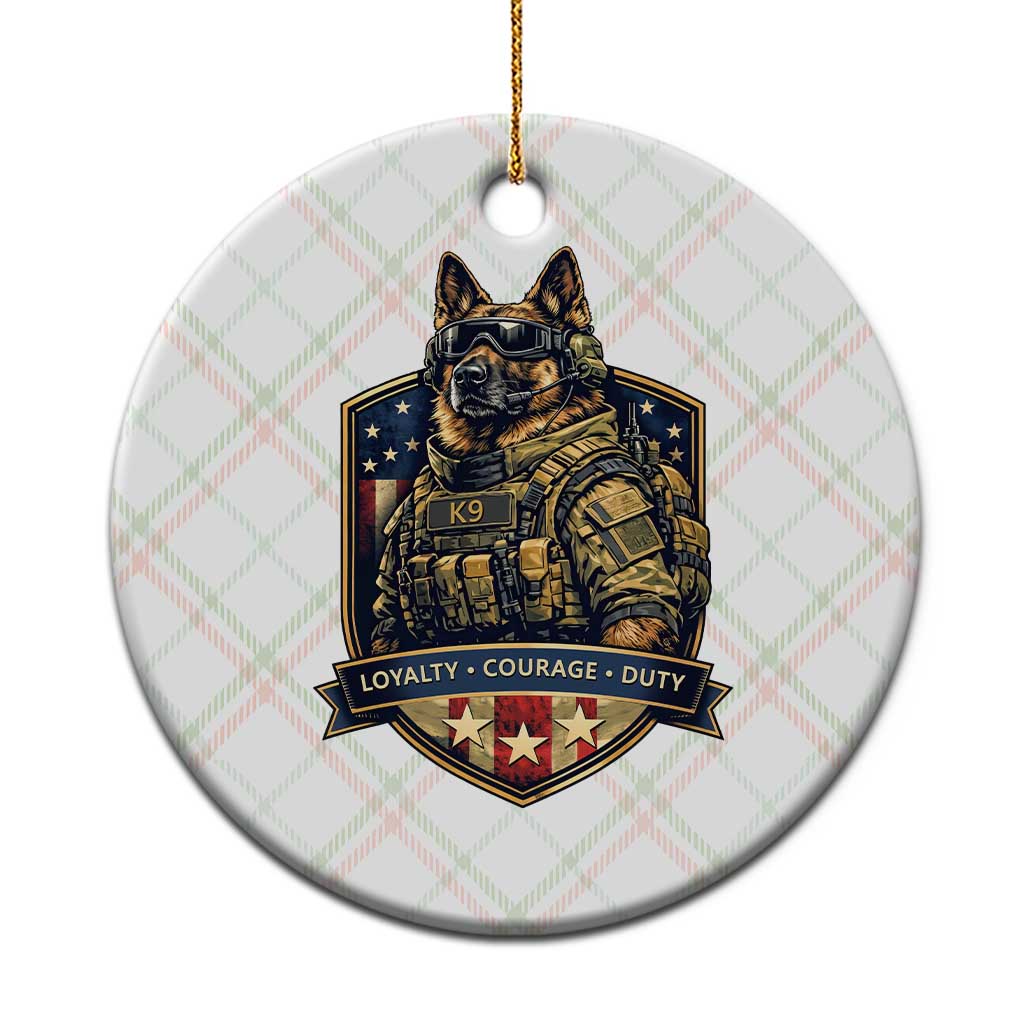 Tactical K9 German Shepherd Dog Ceramic Ornament Loyalty Courage Duty Patriotic Flag Gift