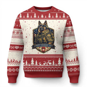 Tactical K9 German Shepherd Dog Ugly Christmas Sweater Loyalty Courage Duty Patriotic Flag Gift