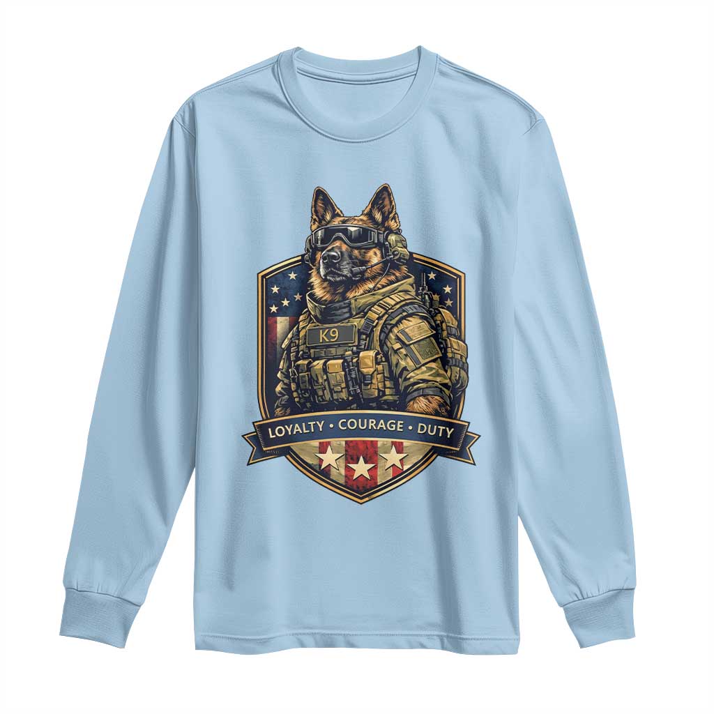 Tactical K9 German Shepherd Dog Long Sleeve Shirt Loyalty Courage Duty Patriotic Flag Gift