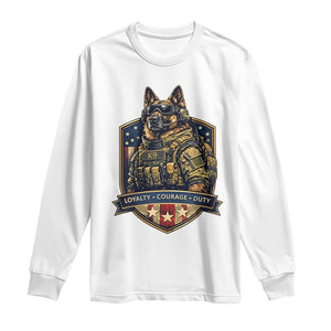 Tactical K9 German Shepherd Dog Long Sleeve Shirt Loyalty Courage Duty Patriotic Flag Gift