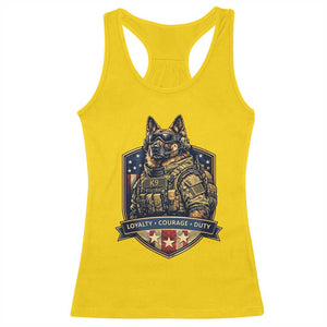 Tactical K9 German Shepherd Dog Racerback Tank Top Loyalty Courage Duty Patriotic Flag Gift