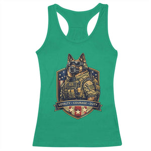 Tactical K9 German Shepherd Dog Racerback Tank Top Loyalty Courage Duty Patriotic Flag Gift