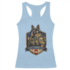 Tactical K9 German Shepherd Dog Racerback Tank Top Loyalty Courage Duty Patriotic Flag Gift