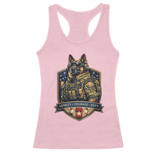 Tactical K9 German Shepherd Dog Racerback Tank Top Loyalty Courage Duty Patriotic Flag Gift