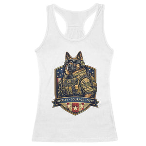 Tactical K9 German Shepherd Dog Racerback Tank Top Loyalty Courage Duty Patriotic Flag Gift