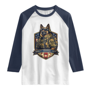 Tactical K9 German Shepherd Dog Raglan Shirt Loyalty Courage Duty Patriotic Flag Gift