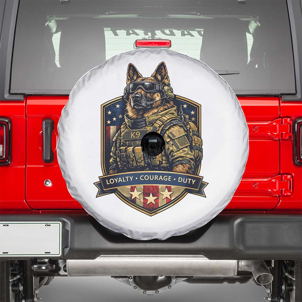 Tactical K9 German Shepherd Dog Spare Tire Cover Loyalty Courage Duty Patriotic Flag Gift