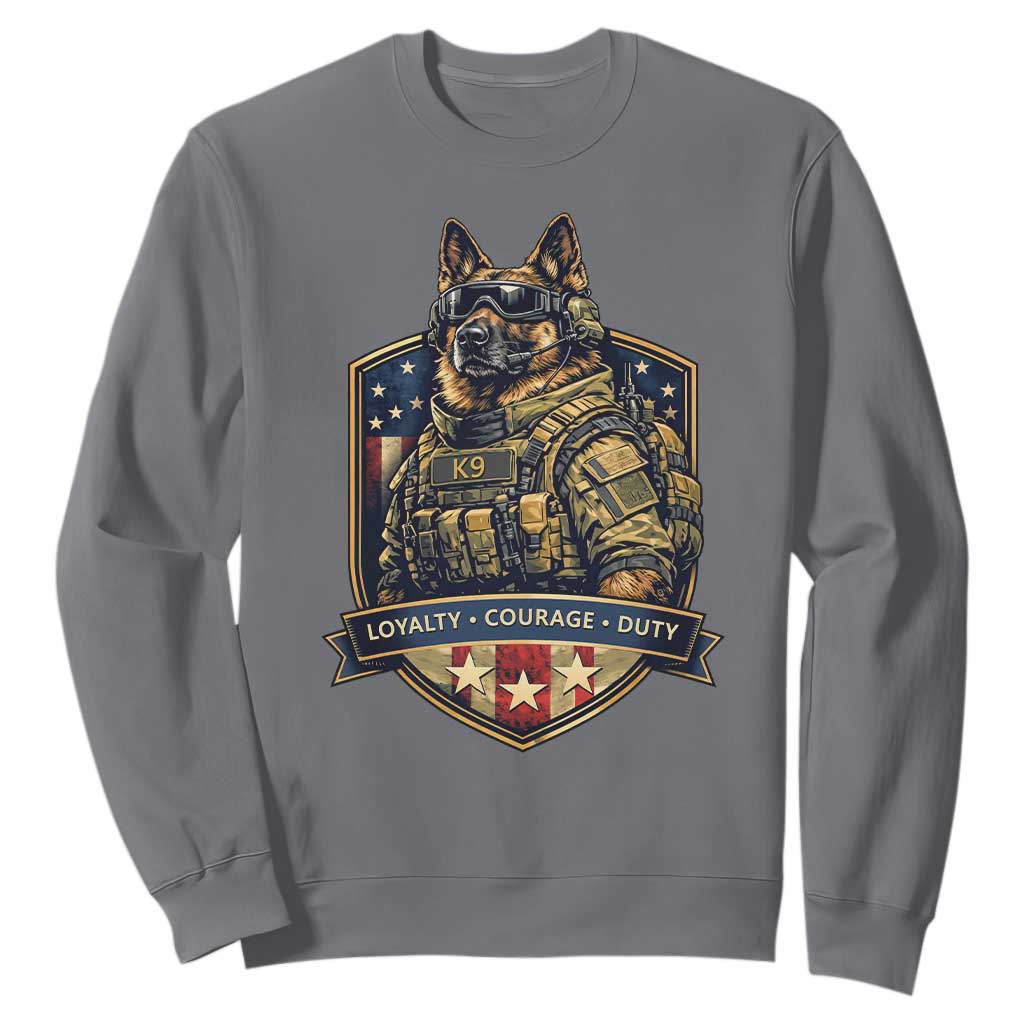 Tactical K9 German Shepherd Dog Sweatshirt Loyalty Courage Duty Patriotic Flag Gift