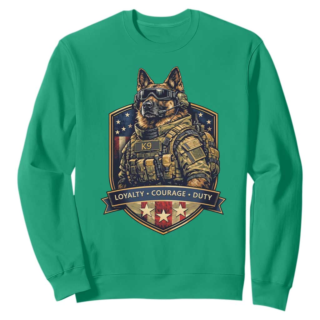 Tactical K9 German Shepherd Dog Sweatshirt Loyalty Courage Duty Patriotic Flag Gift