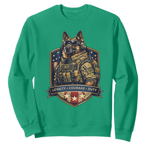 Tactical K9 German Shepherd Dog Sweatshirt Loyalty Courage Duty Patriotic Flag Gift