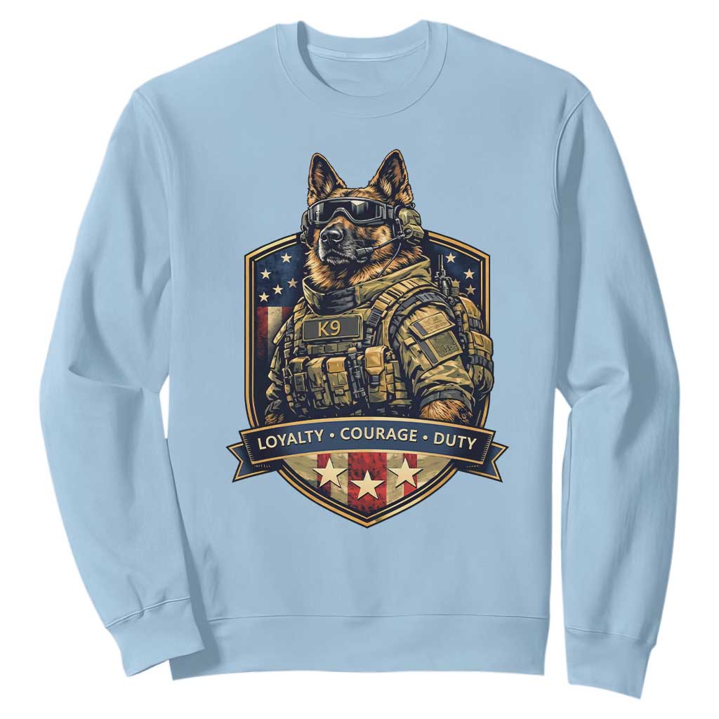 Tactical K9 German Shepherd Dog Sweatshirt Loyalty Courage Duty Patriotic Flag Gift