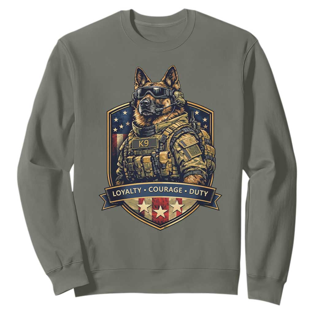 Tactical K9 German Shepherd Dog Sweatshirt Loyalty Courage Duty Patriotic Flag Gift