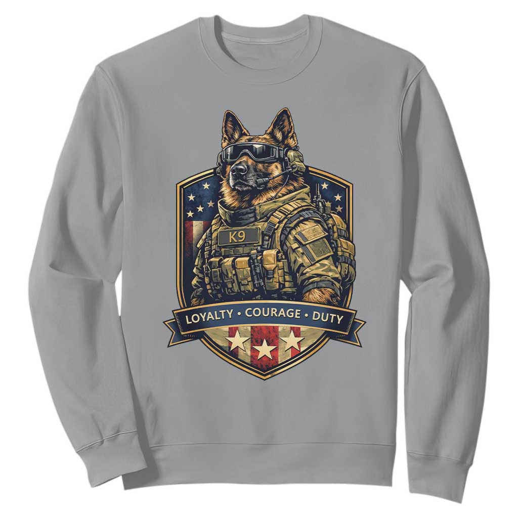 Tactical K9 German Shepherd Dog Sweatshirt Loyalty Courage Duty Patriotic Flag Gift