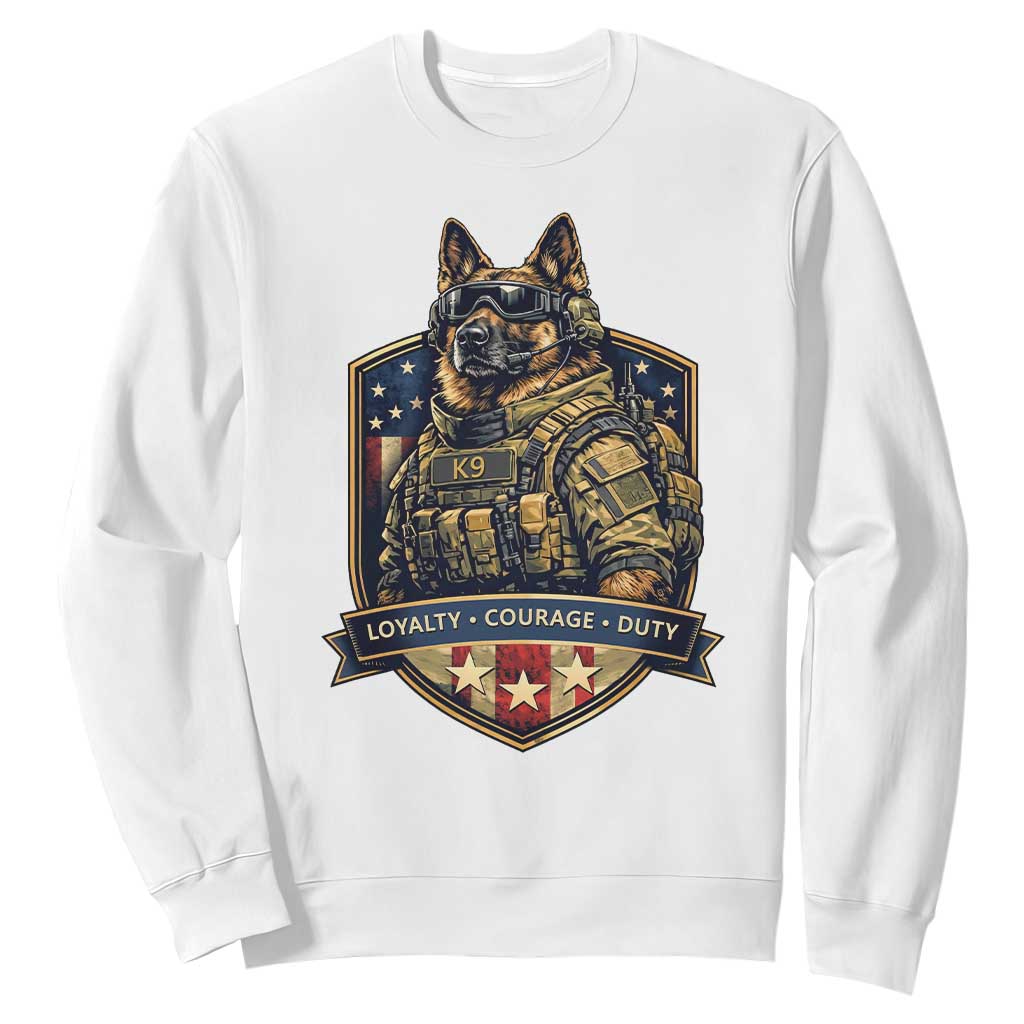 Tactical K9 German Shepherd Dog Sweatshirt Loyalty Courage Duty Patriotic Flag Gift