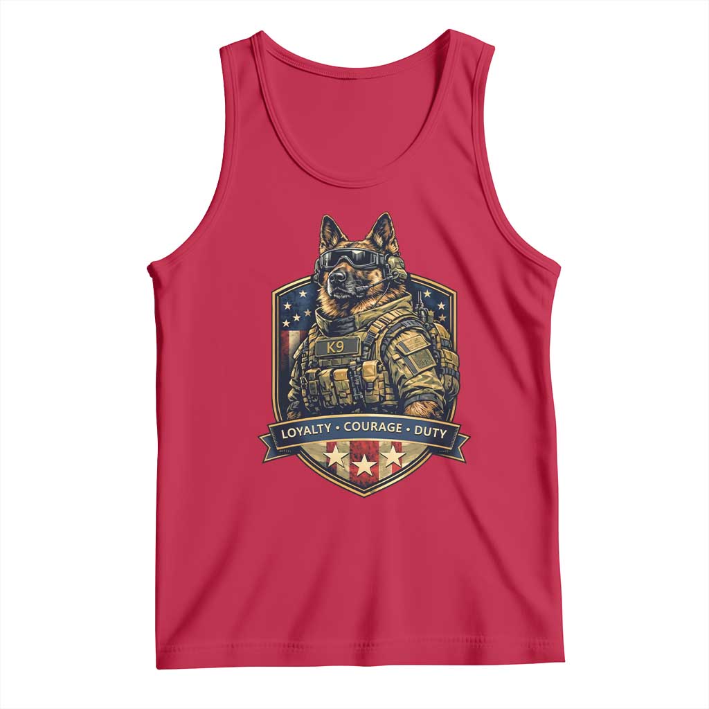 Tactical K9 German Shepherd Dog Tank Top Loyalty Courage Duty Patriotic Flag Gift